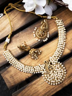 Gold plated mayuraksh hydra necklace set 1