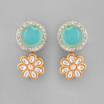 Sasha  pink and blue kundan jewellery set for women & girls (necklace and earrings with ring and mang tikka) 5