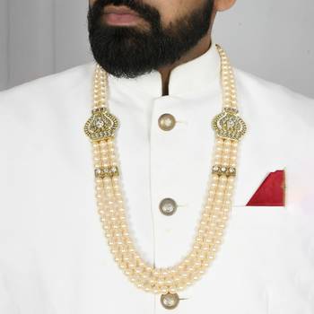 Sasha  pearl necklace for men, pearl necklace for men groom dulha kantha haar sherwani jewellery for wedding engagement 2