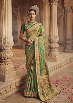 Beautiful Rang Card Dhola With Zari Banarasi Sarees 1