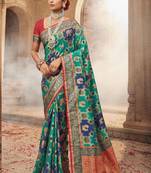 Beautiful Rang Card Dhola With Zari Banarasi Sarees