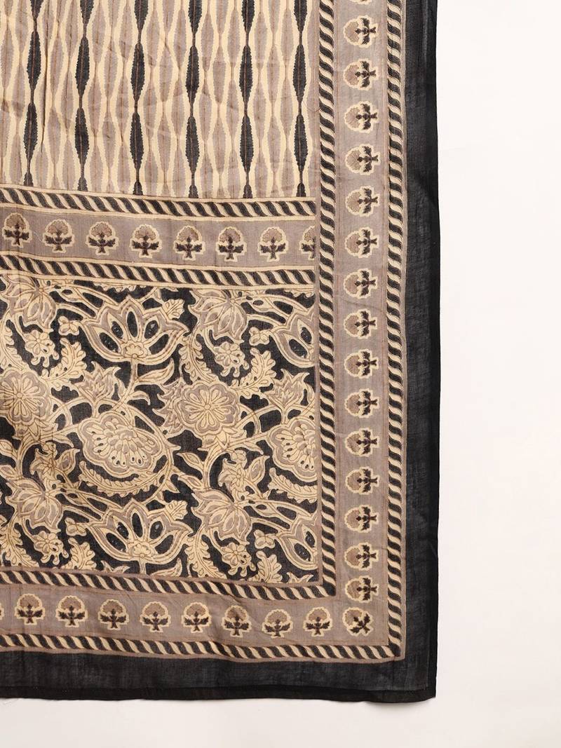 women black pure cotton floral printed straight kurta trouser with dupatta