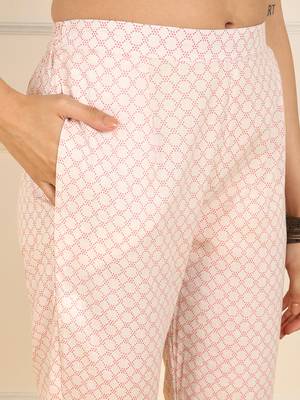 women pink pure cotton ethnic motifs printed straight kurta trouser with dupatta 5