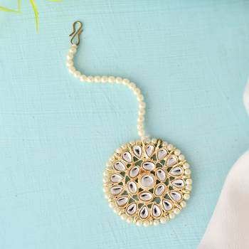 Sasha  maang tika traditional kundan pearls for women and girls 1