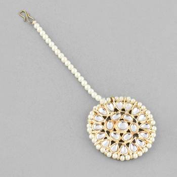 Sasha  maang tika traditional kundan pearls for women and girls 3