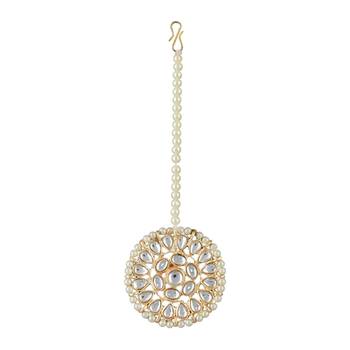 Sasha  maang tika traditional kundan pearls for women and girls 4
