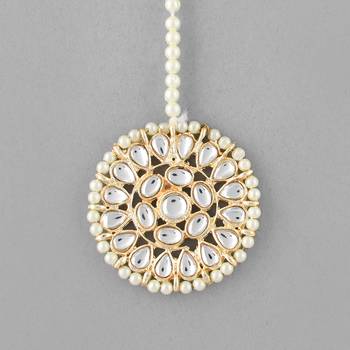 Sasha  maang tika traditional kundan pearls for women and girls 5