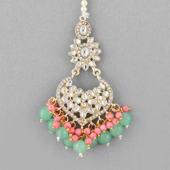 Sasha  traditional pearl & kundan studded maang tikka for women/girls 5