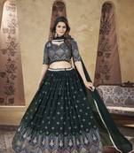 GREEN PIGMENT FOIL WORK GEORGETTE DESIGNER WEDDING PARTY WEAR FESTIVAL STITCHED LEHENGA CHOLI DUPATTA