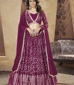 RANI PINK PIGMENT FOIL WORK GEORGETTE DESIGNER WEDDING PARTY WEAR FESTIVAL STITCHED LEHENGA CHOLI DUPATTA