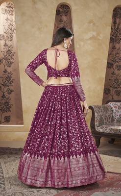 RANI PINK PIGMENT FOIL WORK GEORGETTE DESIGNER WEDDING PARTY WEAR FESTIVAL STITCHED LEHENGA CHOLI DUPATTA 3