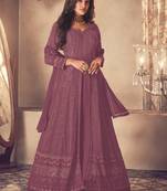 Onion pink georgette resham embroidery pakistani salwar kameez
