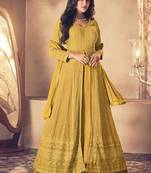 Yellow georgette resham embroidery pakistani salwar kameez