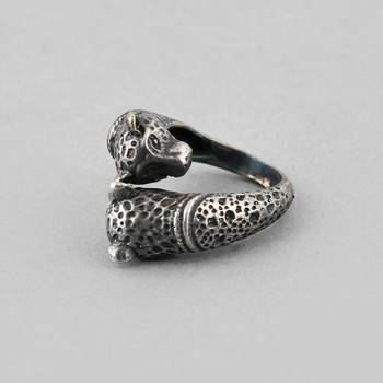 Sasha lion head sterling silver ring for men, oxidized finish, comfort fit 4