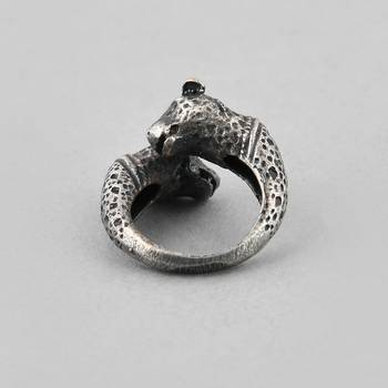 Sasha lion head sterling silver ring for men, oxidized finish, comfort fit 5