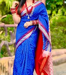 Blue Sambhalpuri Satin Hazaar Booti Saree