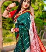 Green Sambhalpuri Satin Hazaar Booti Saree