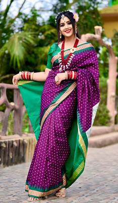 Purple Sambhalpuri Satin Hazaar Booti Saree 1