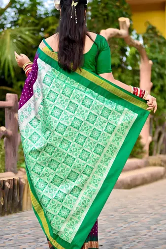 Purple Sambhalpuri Satin Hazaar Booti Saree