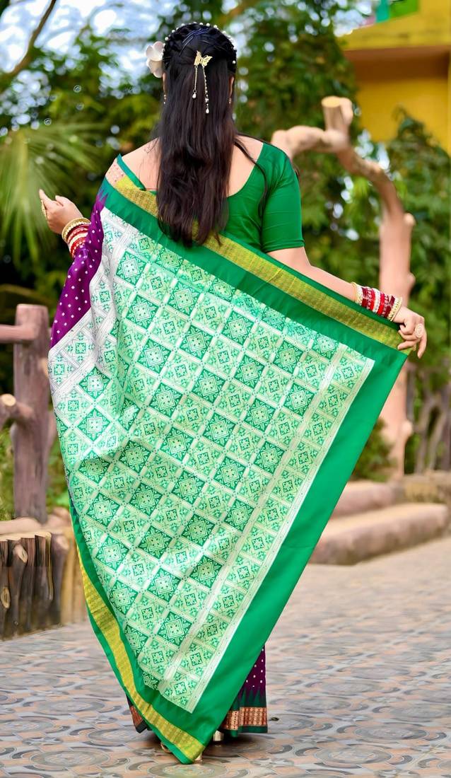 Purple Sambhalpuri Satin Hazaar Booti Saree