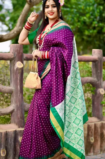 Purple Sambhalpuri Satin Hazaar Booti Saree