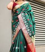 Green Sambhalpuri Satin Silk Saree With Passapalli Resham Embroidry Work Saree