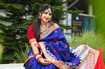 Blue Sambhalpuri Satin Silk Saree With Passapalli Resham Embroidry Work Saree 1