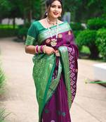 Wine Sambhalpuri Satin Silk Saree With Passapalli Resham Embroidry Work Saree
