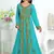 Cyan color Full Sleeves Handmade Moroccan Kaftan with hijjab