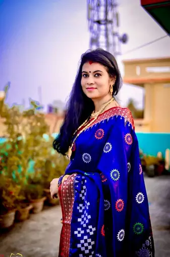 Blue Sambhalpuri Satin Silk Saree With Passapalli Resham Embroidry Work Saree
