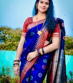 Blue Sambhalpuri Satin Silk Saree With Passapalli Resham Embroidry Work Saree