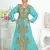 Cyan & White color Handmade Moroccan Kaftan with hijjab