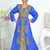 Royal-Blue & White color Handmade Moroccan Kaftan with hijjab