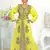 Yellow & White color Handmade Moroccan Kaftan with hijjab