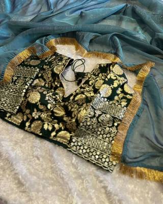 Premium Quality Jimi Chhoo Silk Lace Border Saree With Stitched Blouse  2