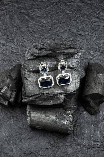 Silver minimalist blue ad stud earrings