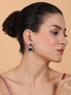 Silver minimalist blue ad stud earrings 2