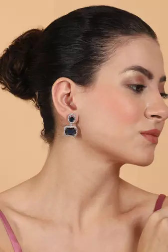 Silver minimalist blue ad stud earrings