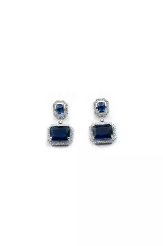 Silver minimalist blue ad stud earrings