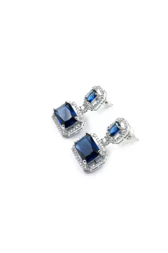 Silver minimalist blue ad stud earrings