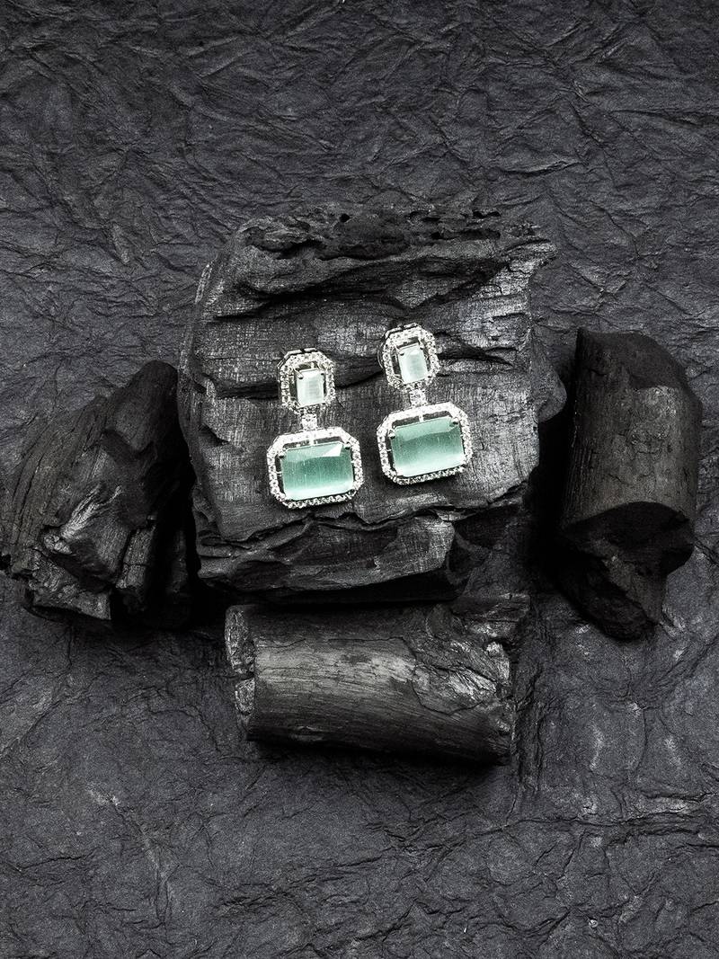 Silver minimalist turquoise ad stud earrings