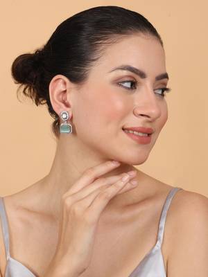 Silver minimalist turquoise ad stud earrings 2