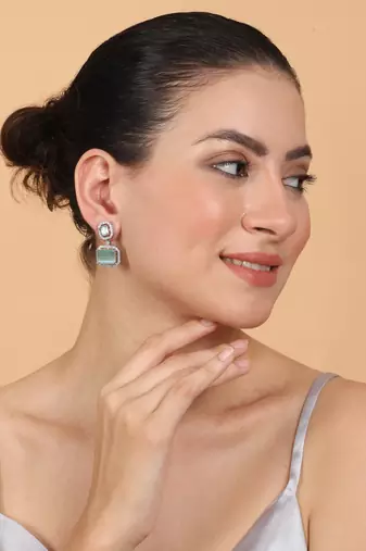 Silver minimalist turquoise ad stud earrings