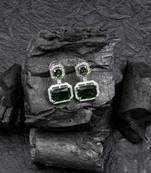 Silver minimalist green ad stud earrings