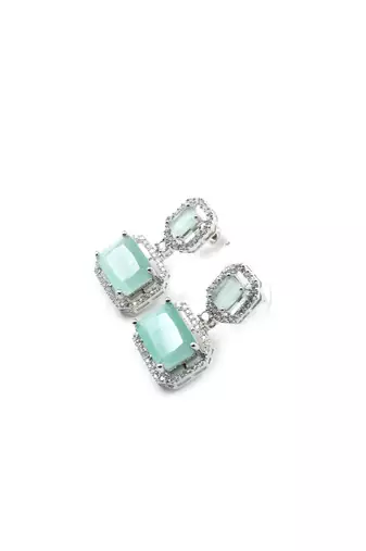 Silver minimalist turquoise ad stud earrings
