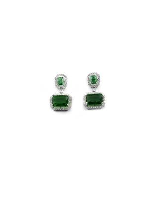 Silver minimalist green ad stud earrings 4