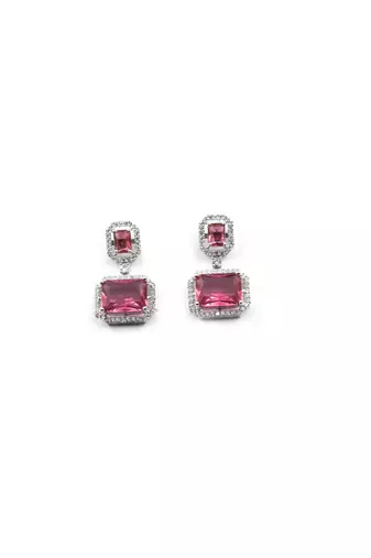 Silver minimalist red ad stud earrings