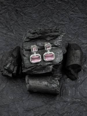 Silver minimalist pastel pink ad stud earrings 1
