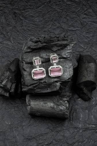 Silver minimalist pastel pink ad stud earrings