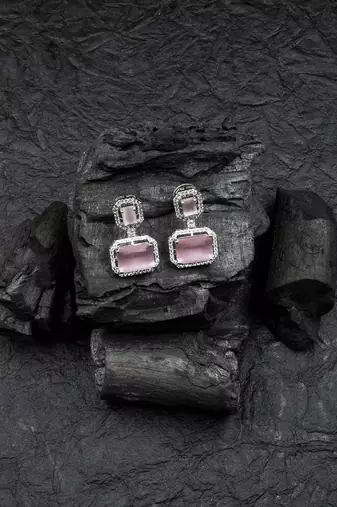 Silver minimalist pastel pink ad stud earrings